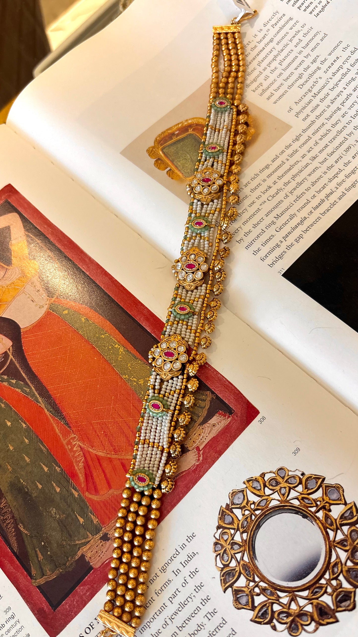Floral ruby kundan rajwada mathapatti
