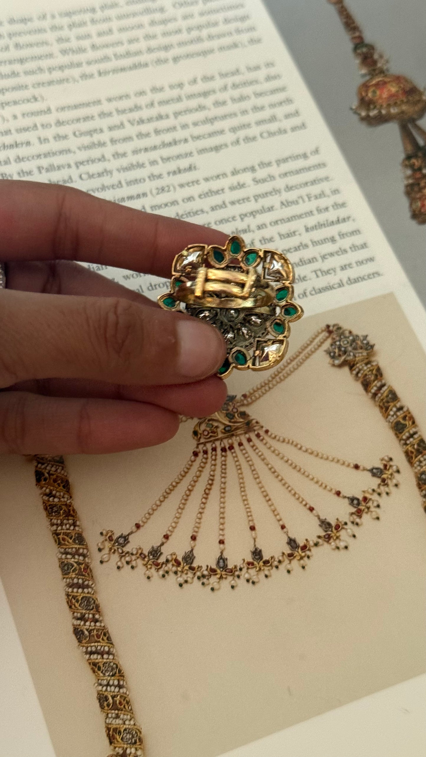 Emerald takkar work Victorian ring
