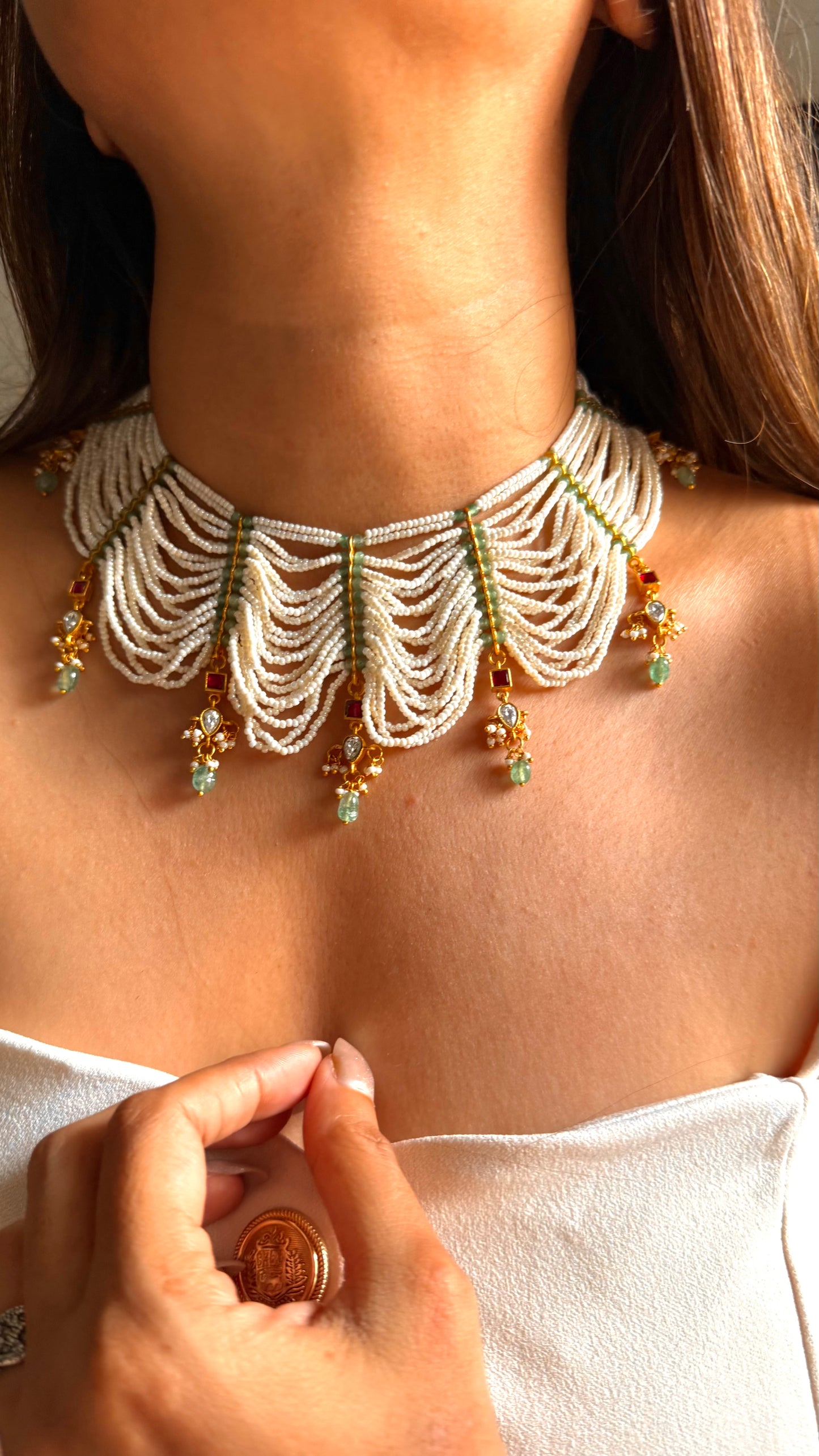 Paachi kudan rajwada handmade pearl necklace with studs