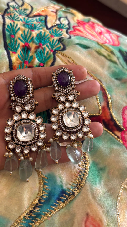 Tanzanite & mint drop danglers