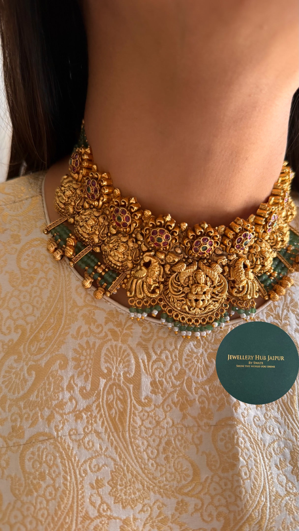 Goddess Laxmi floral ruby choker