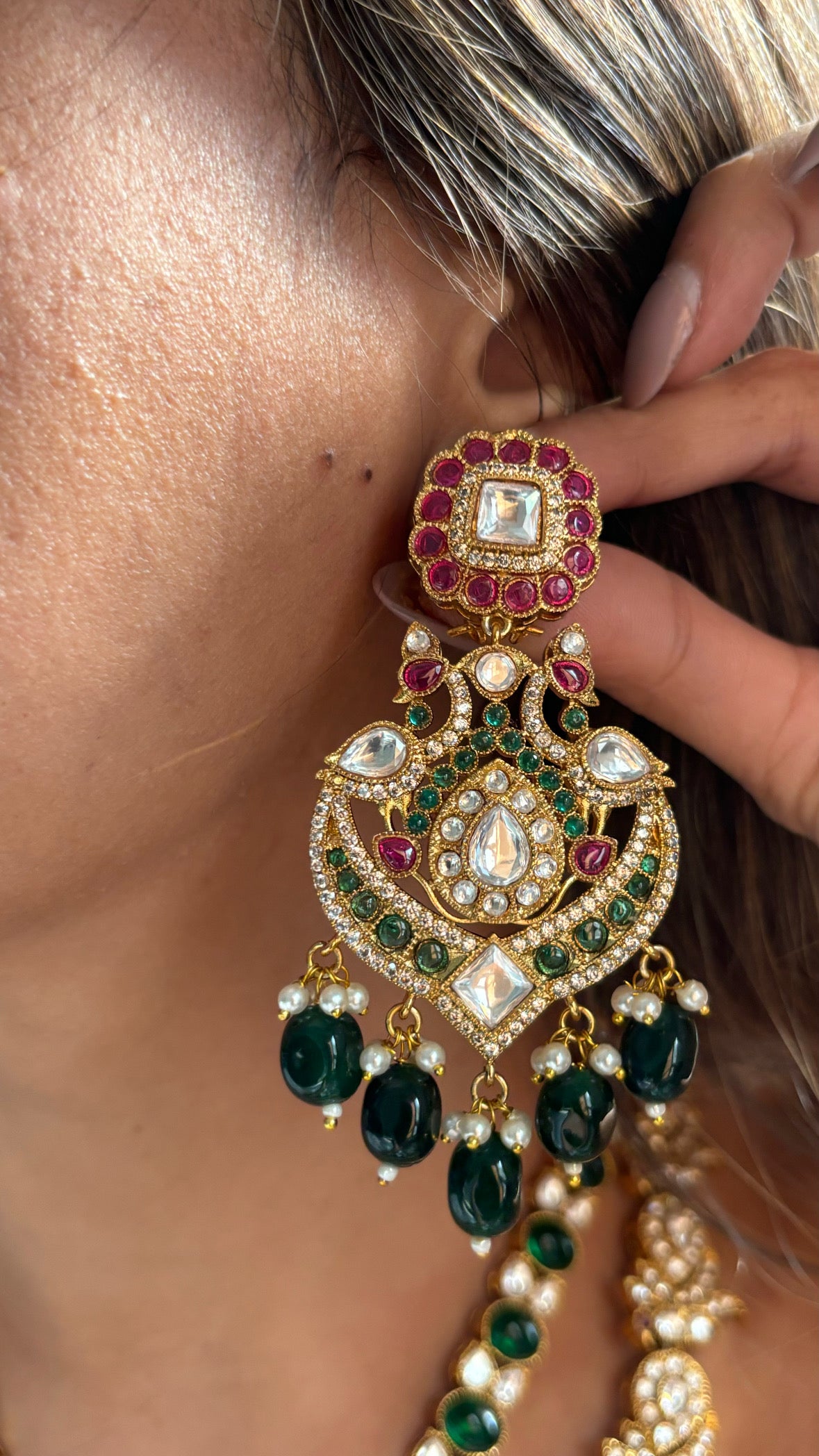 Emerald & Ruby doublet bridal asia inspired rani haar