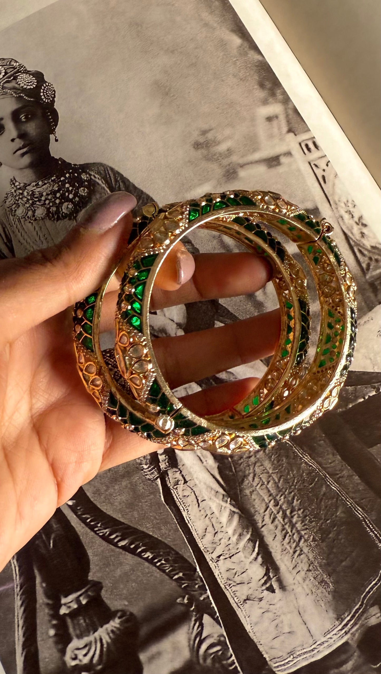 Emerald kat dana moissanite flower openable bangle