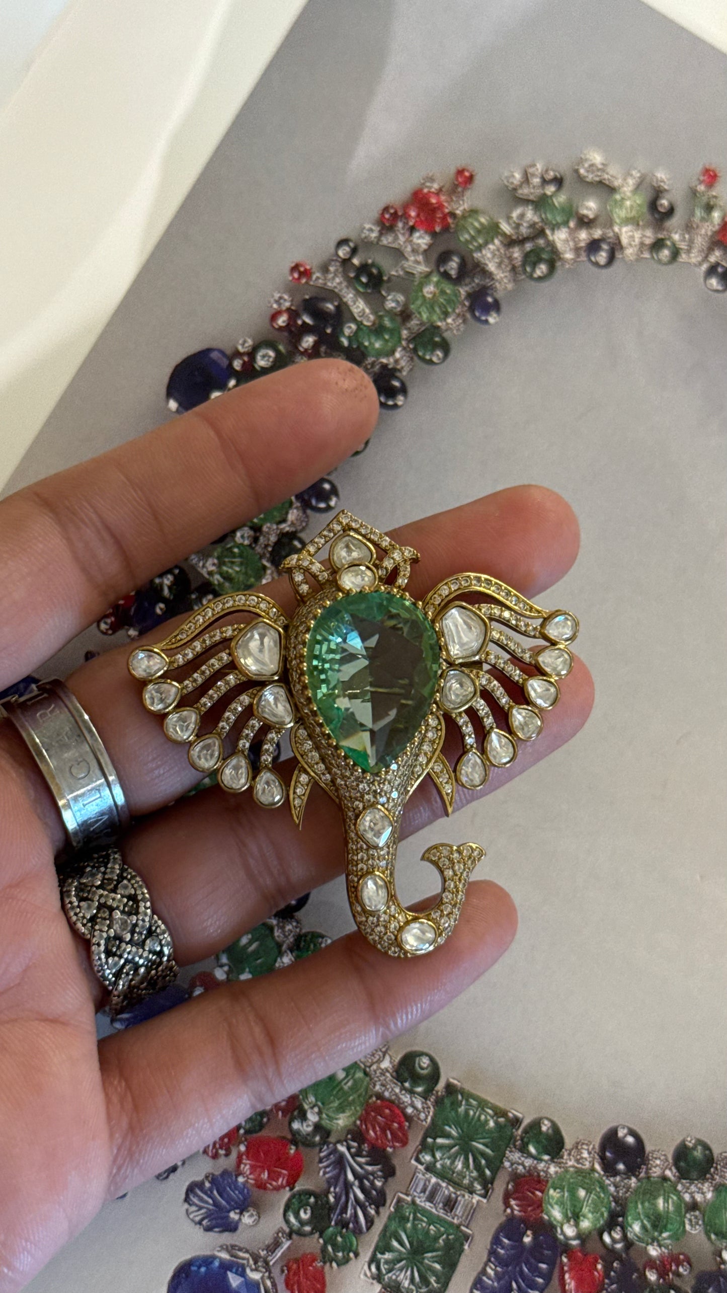 Gajanand inspired designer brooch (Mint)