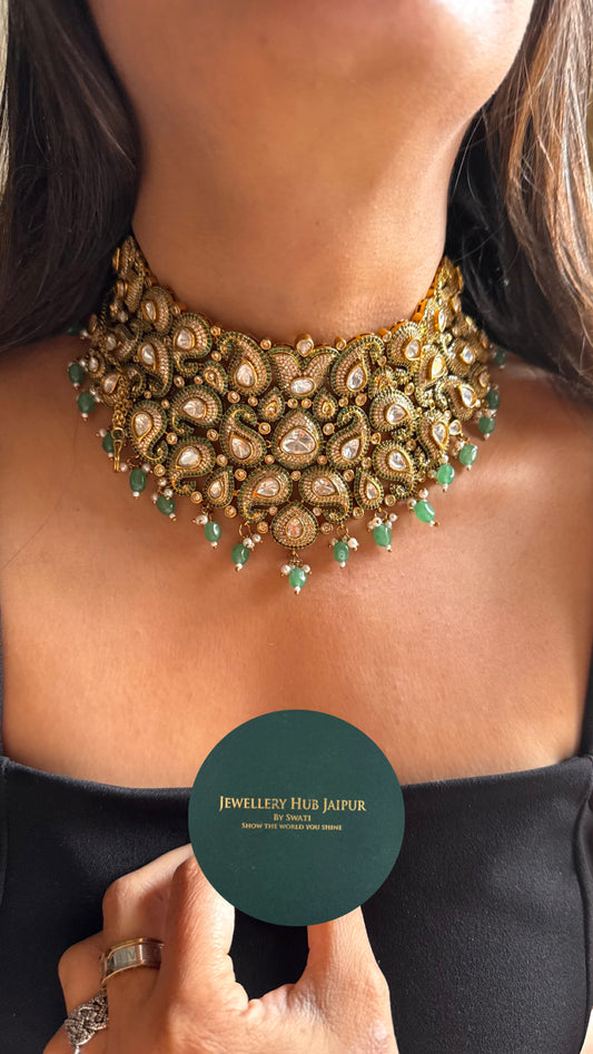 Heritage with mint drops bridal choker