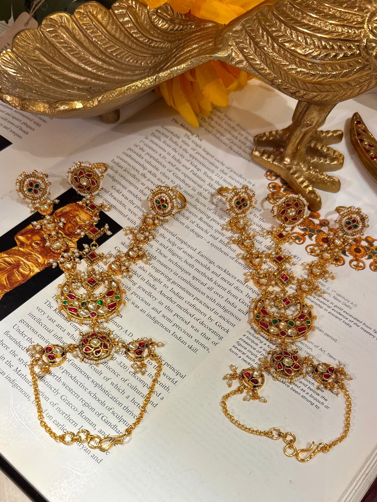 Paachi kundan heritage rajwada triple finger hathphool