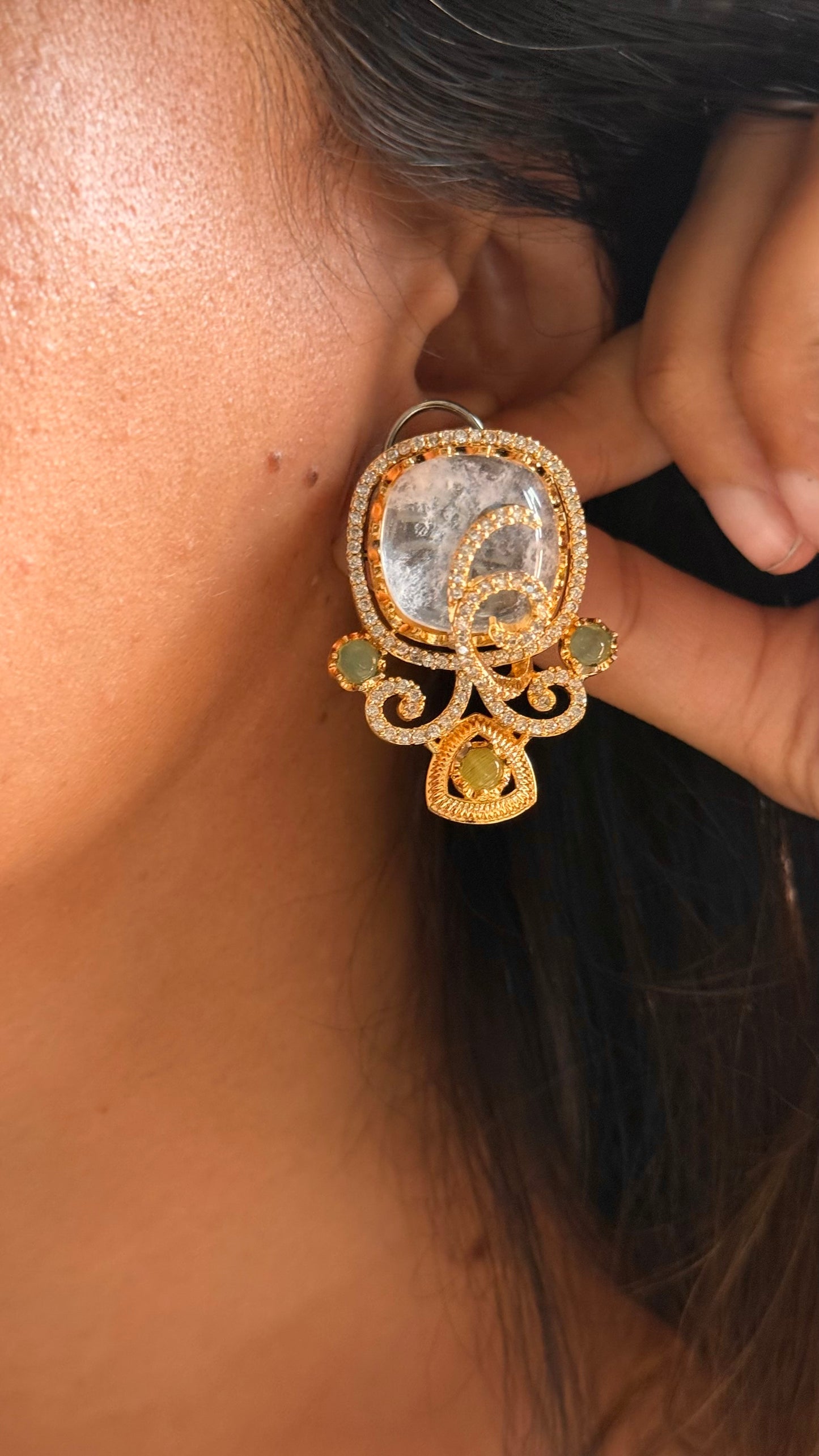 Rose Quartz Sabyasachi inspired studs
