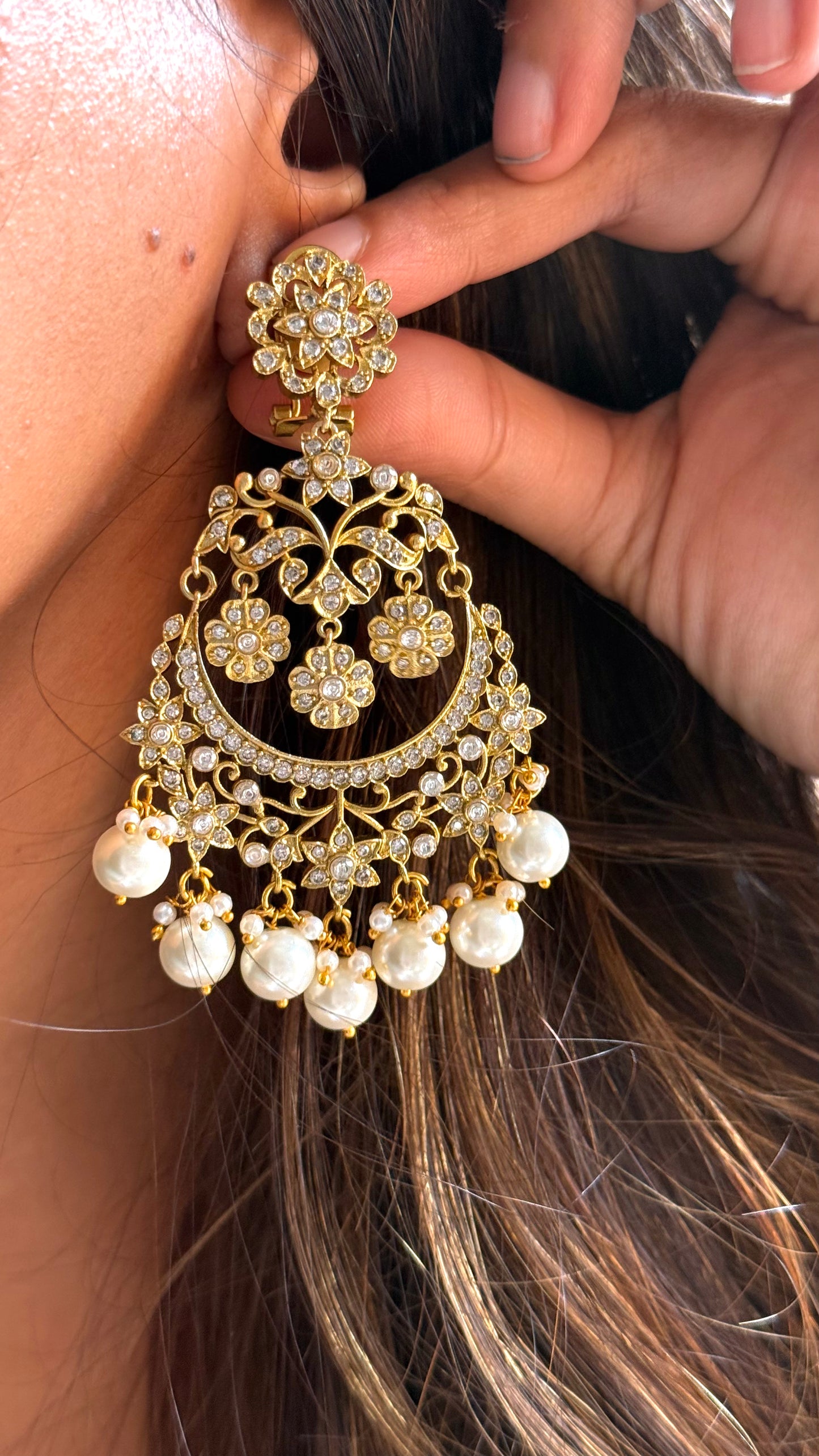 Jadau heritage floral chandbali