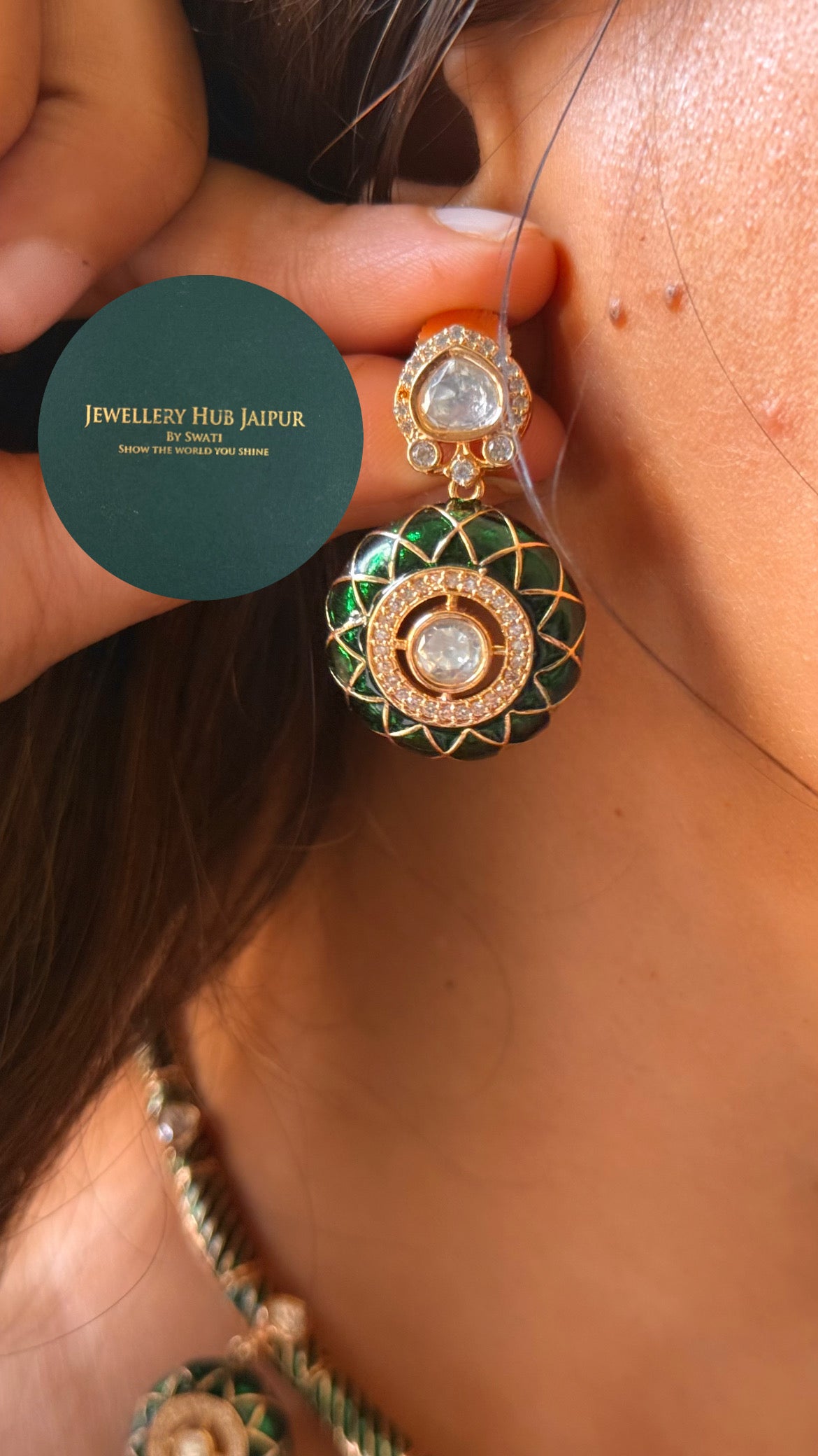 Emerald katdana & moissanite polki hasli
