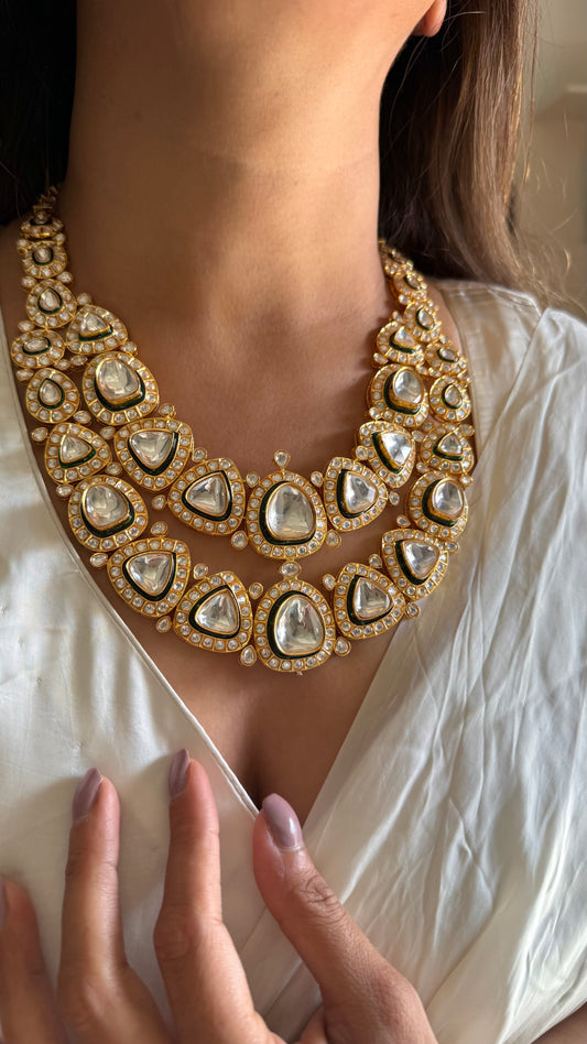 Rajeshwari Maharani Necklace with uncut polki and meenakari