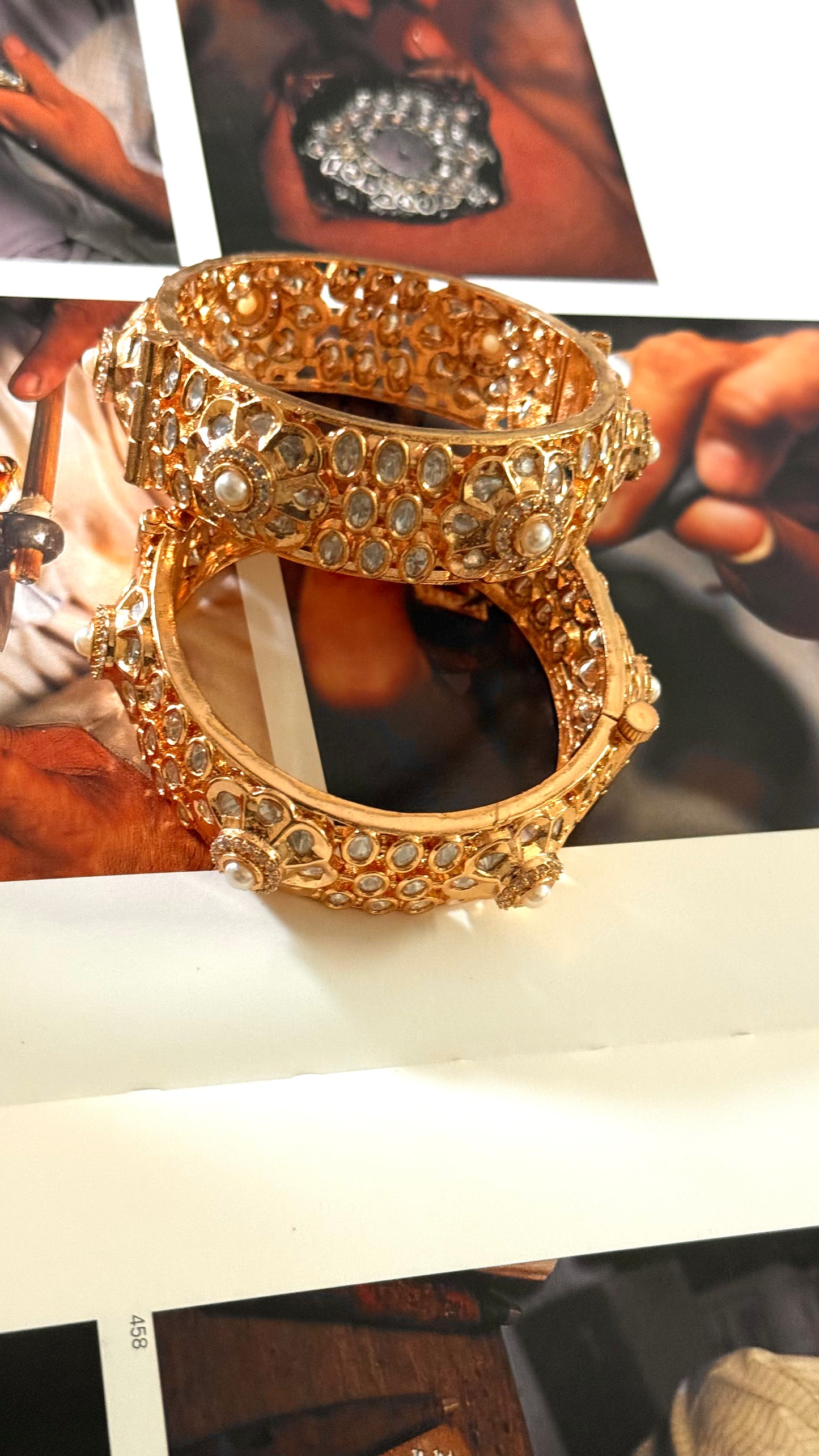 Moissanite polki openable bangle