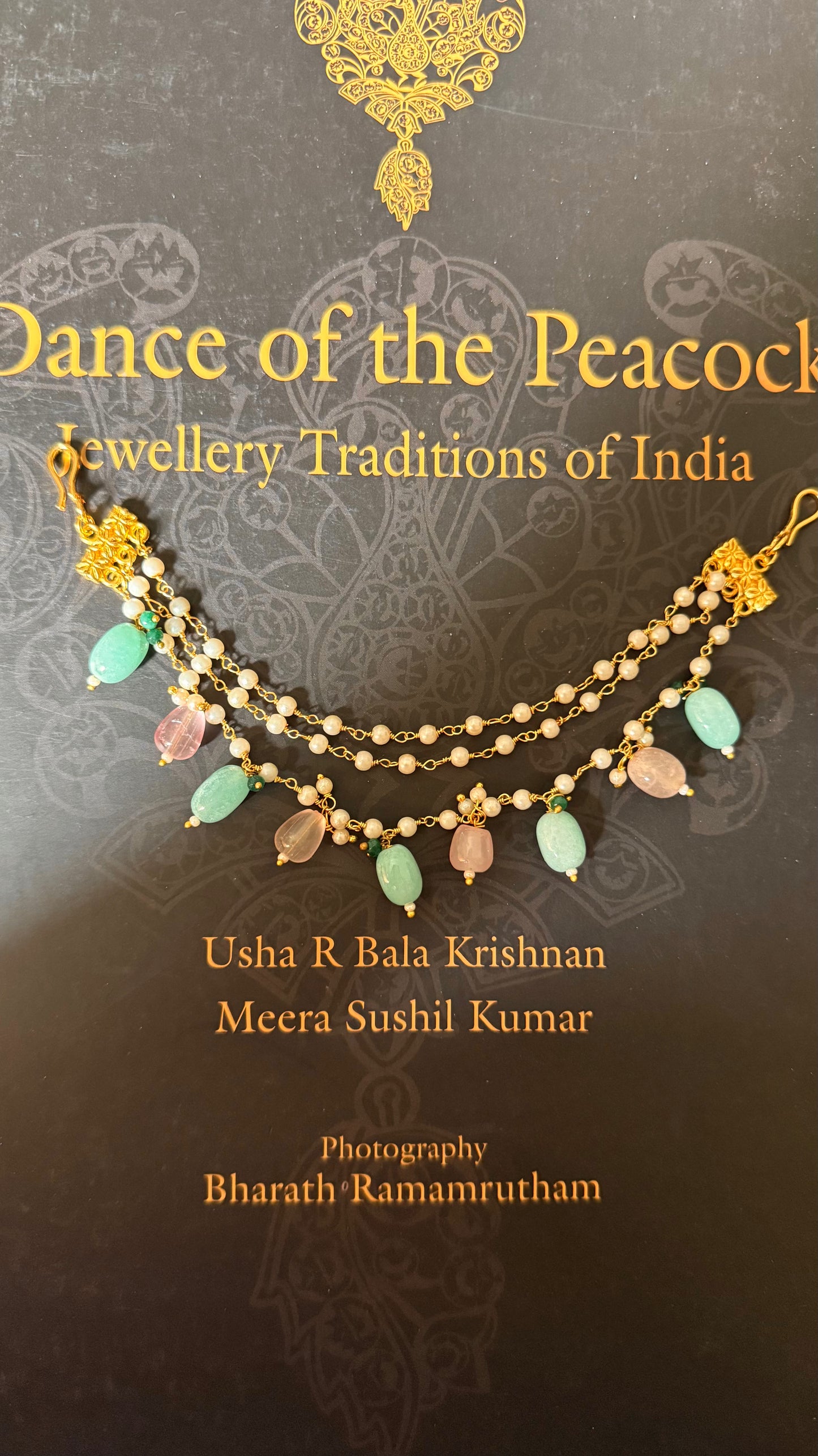 Three layer mint & rose quartz ear chain