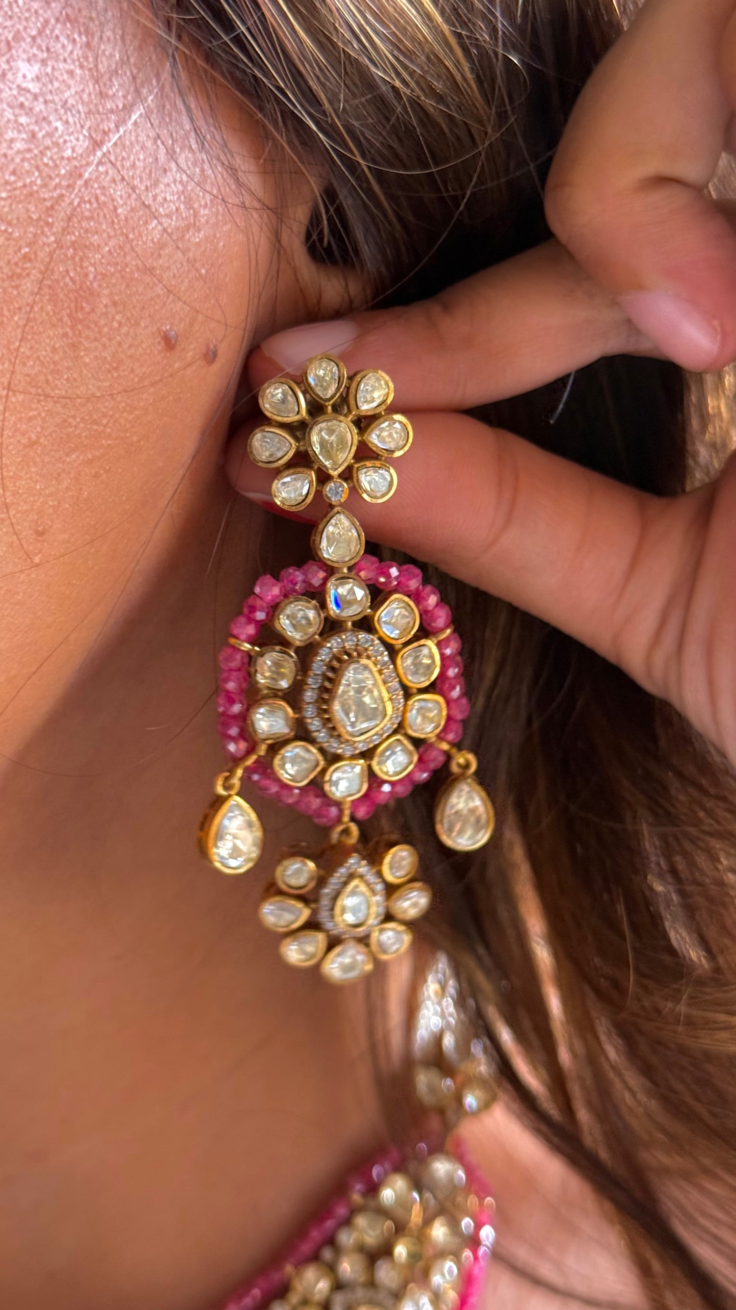 Royal Polki designer necklace with ruby srings