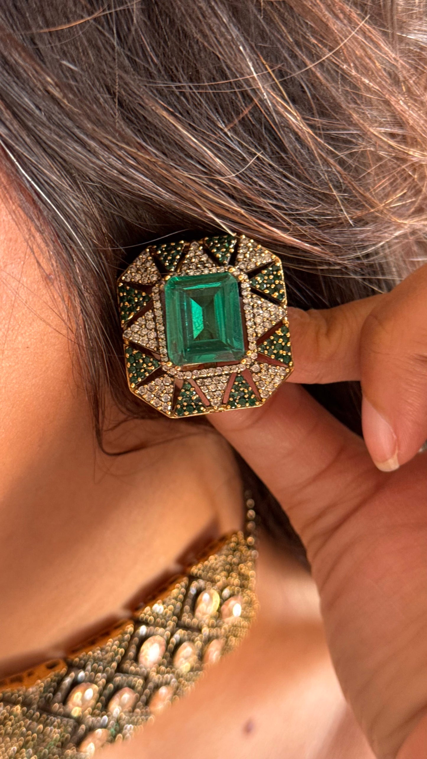 emerald peeli polki designer necklace