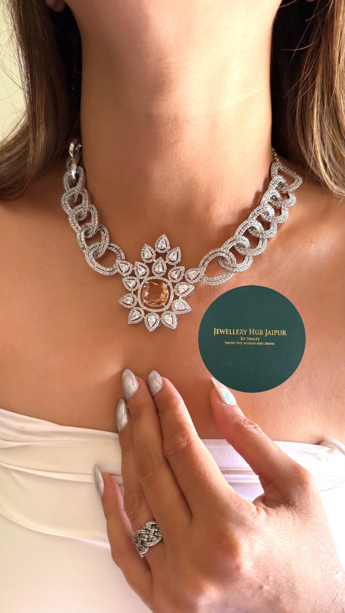 Sunflower Light brown Moissanite diamond collar necklace