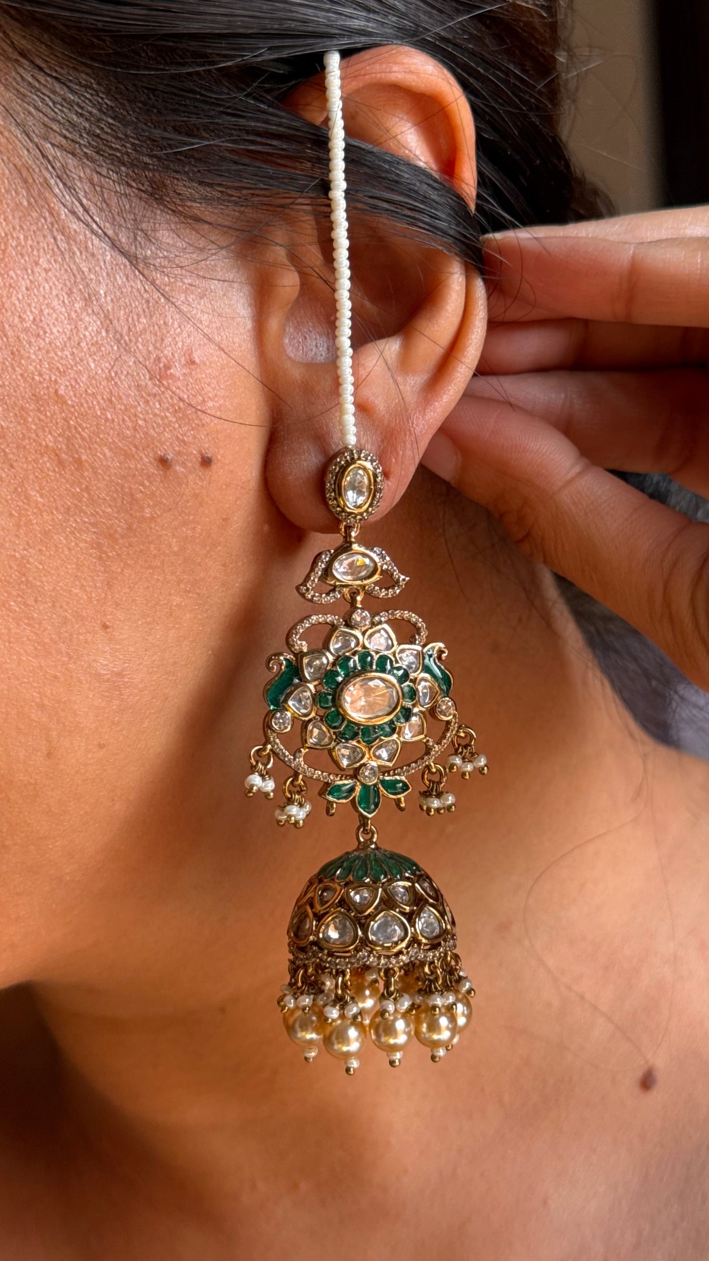 Emerald with drops heritage bridal combo Necklace