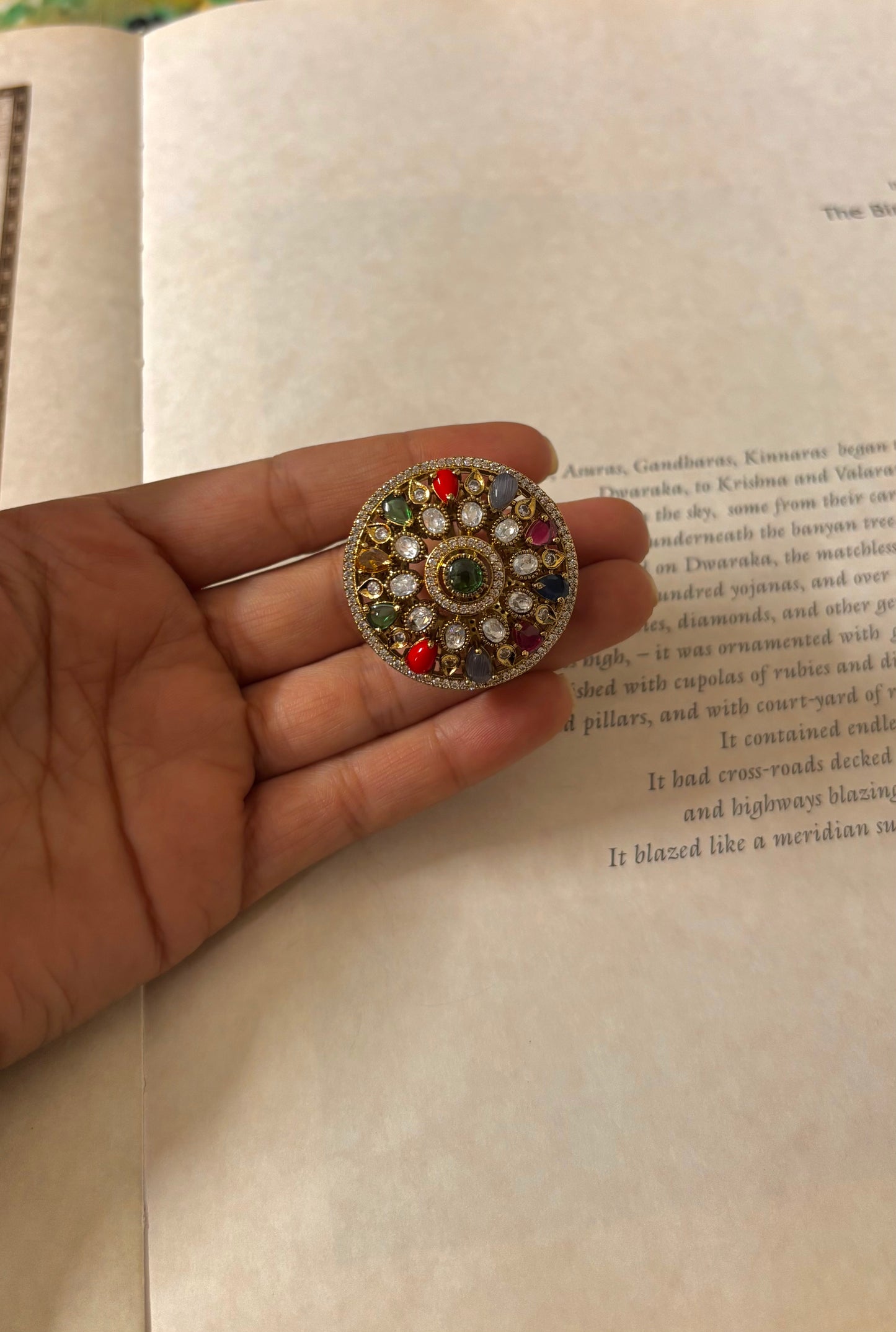 Navratna coctail adjustable ring