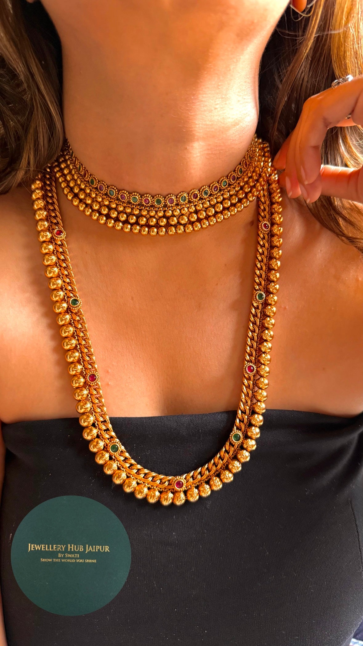 Antique gold choker combo Necklace