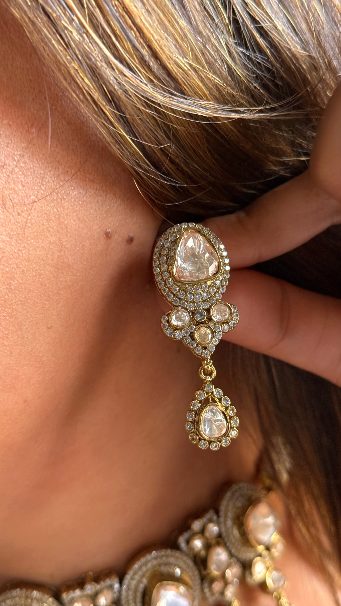 Uncut peeli polki Moissanite choker necklace