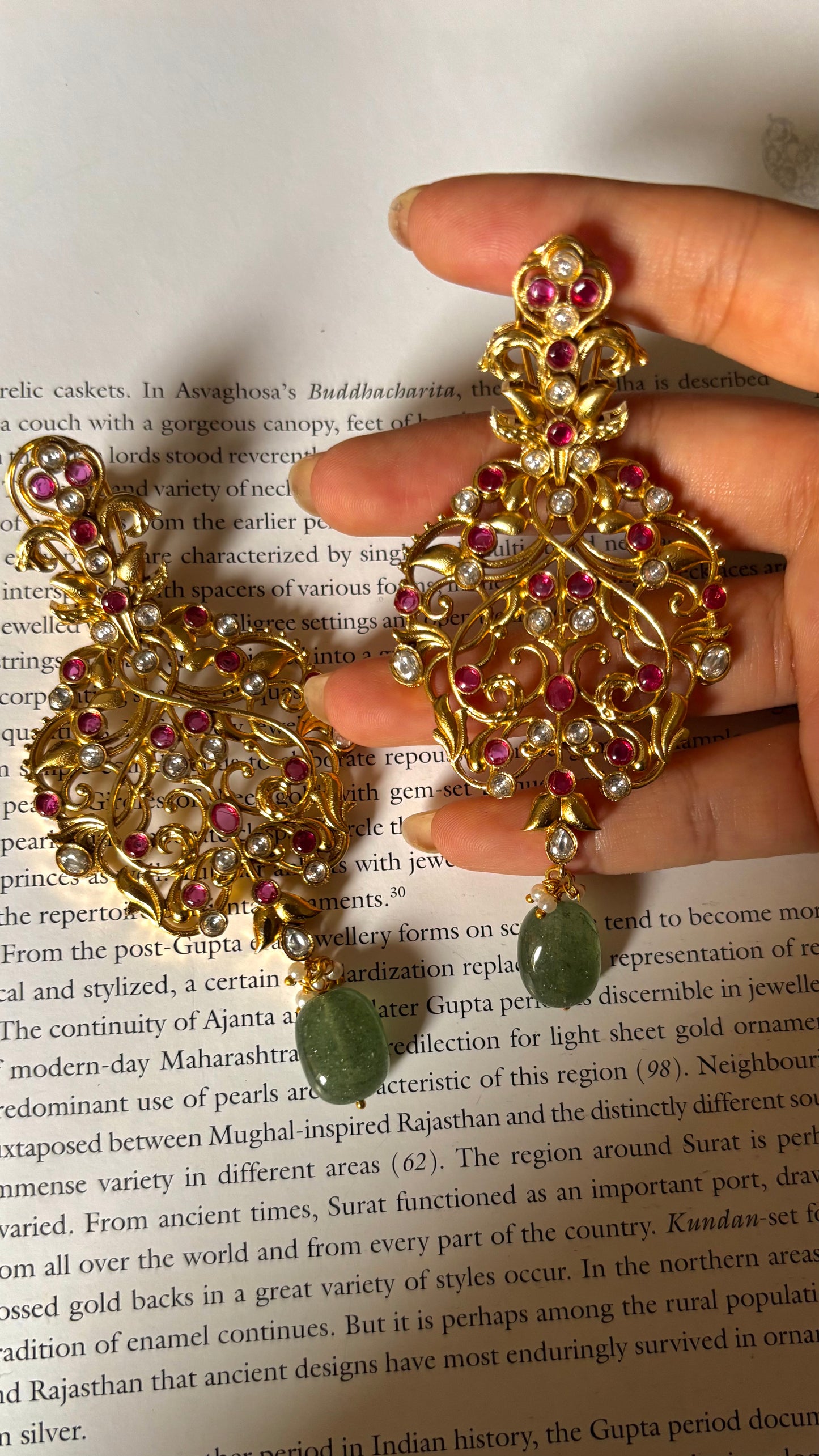 Rani pink gold danglers