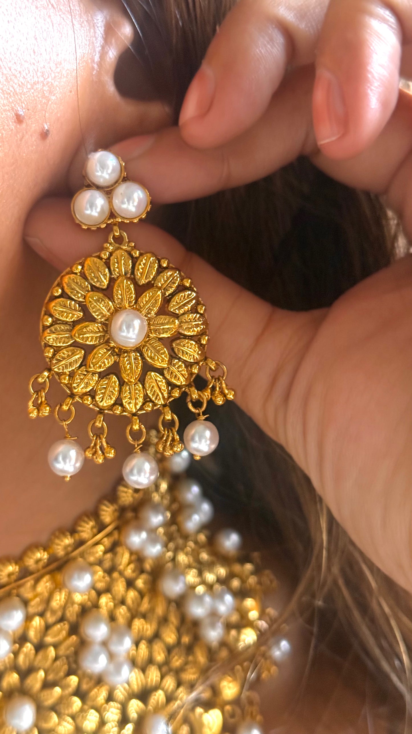 Dubai Gold inspired Floral Pearl Choker