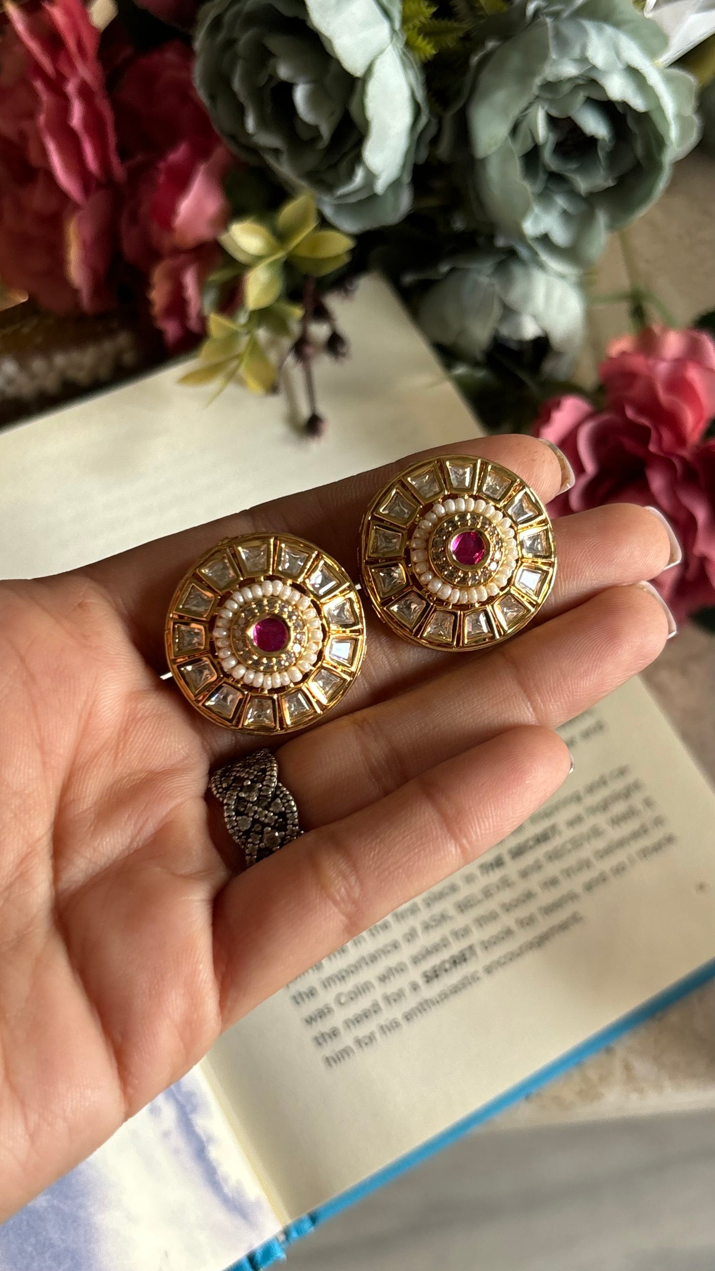 Ruby golden earrings