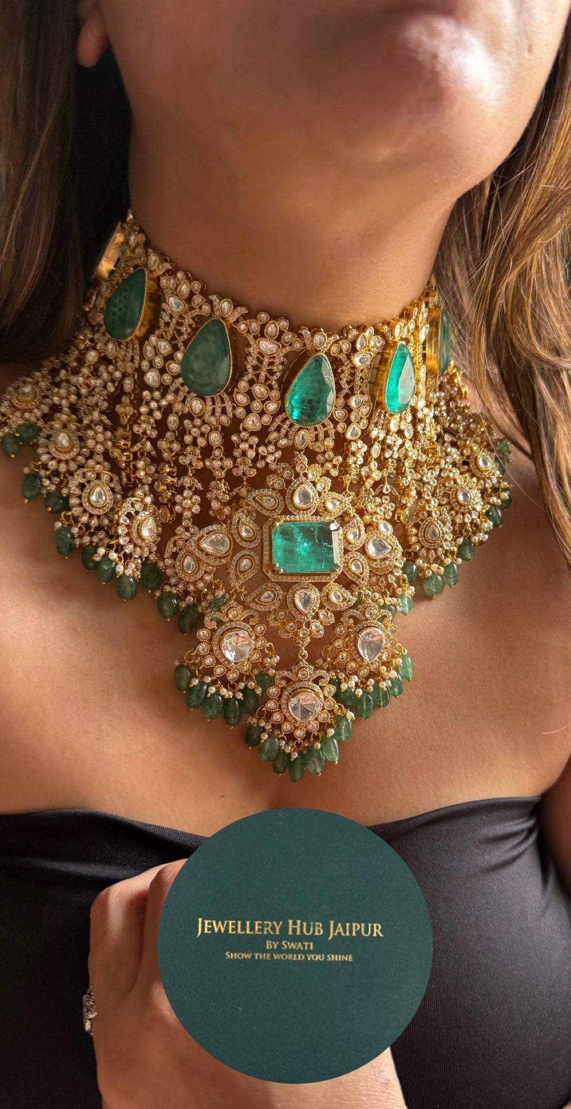 Bridal asia drop shape turquoise rani Necklace
