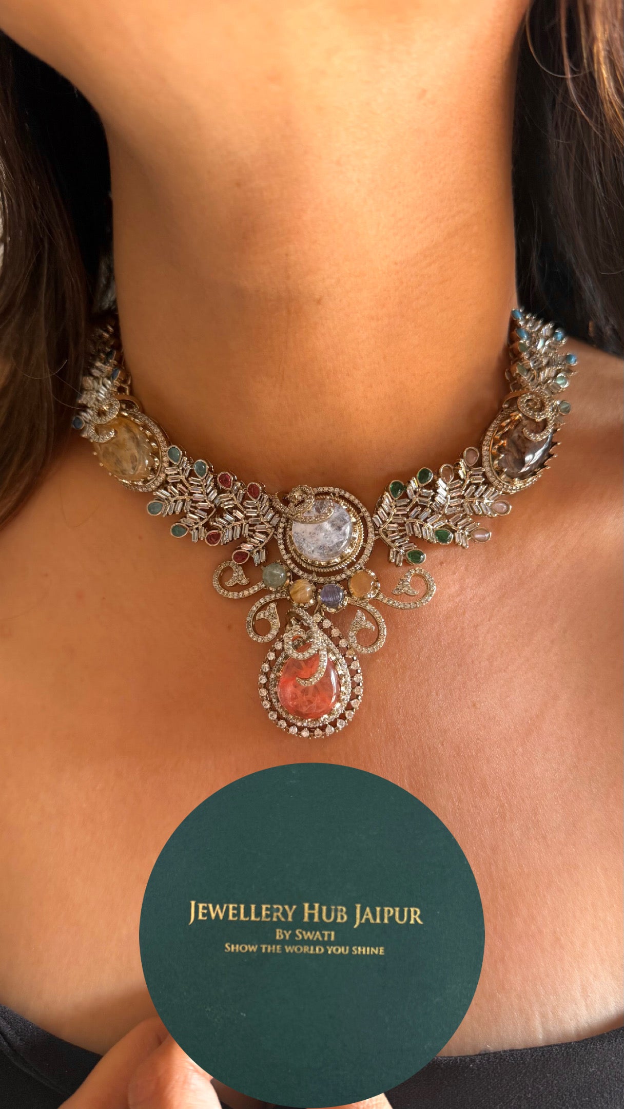Sabyasachi inspired peach floral cocktail necklace