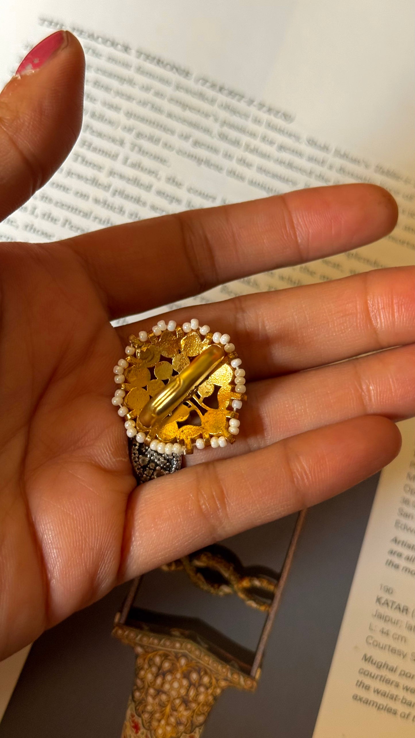 Floral jadau paachi Ring