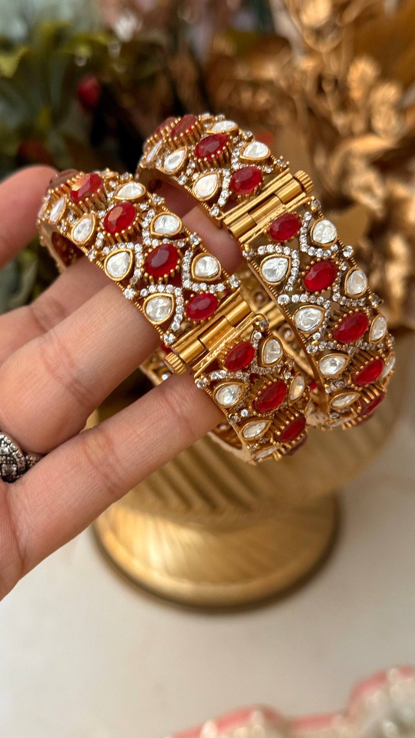 Ruby Moissanite Victorian Bangles