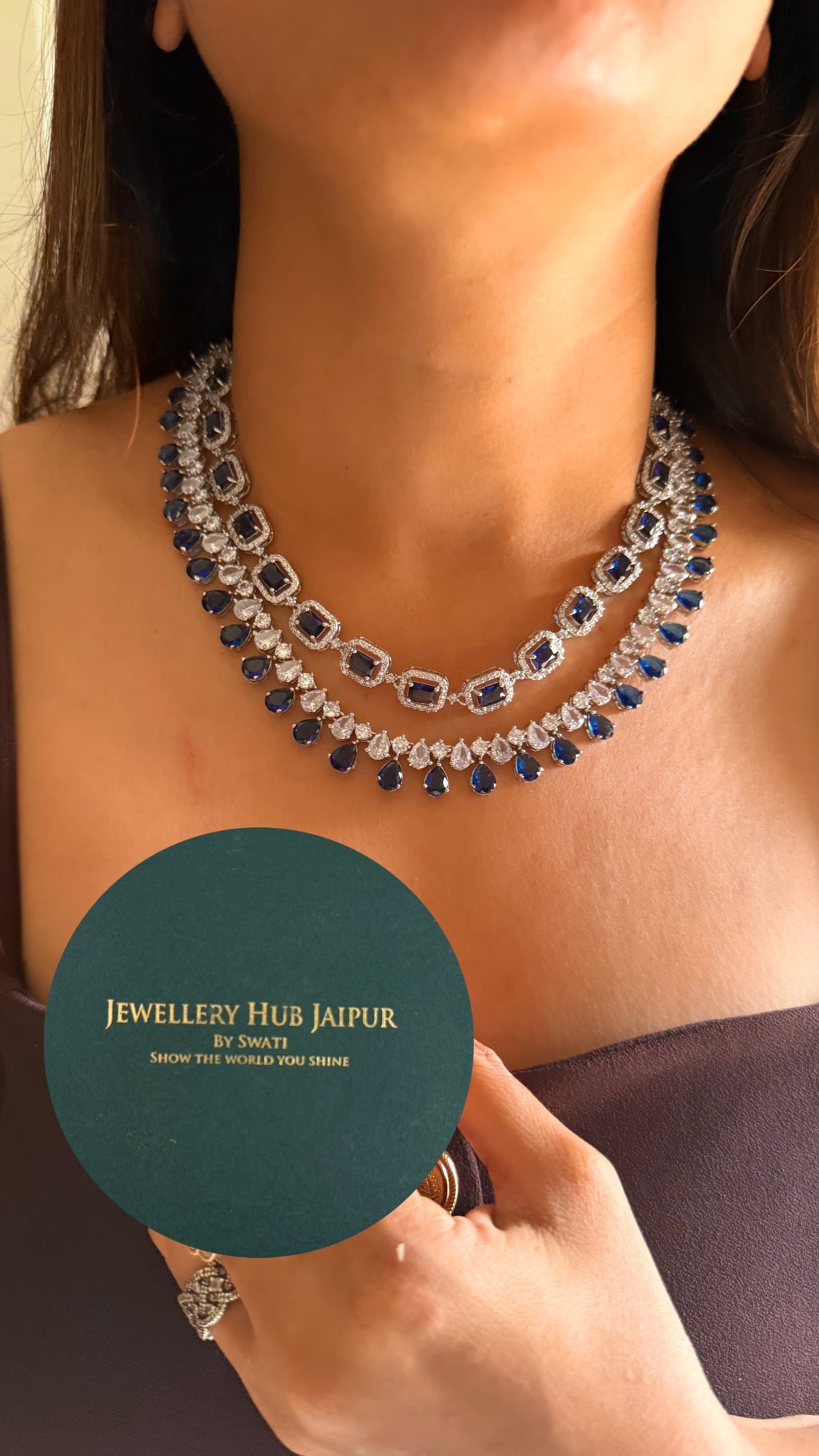 Sapphire dual layer diamond collar set