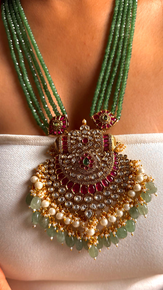 Chhava Rani pink moissanite mint long necklace