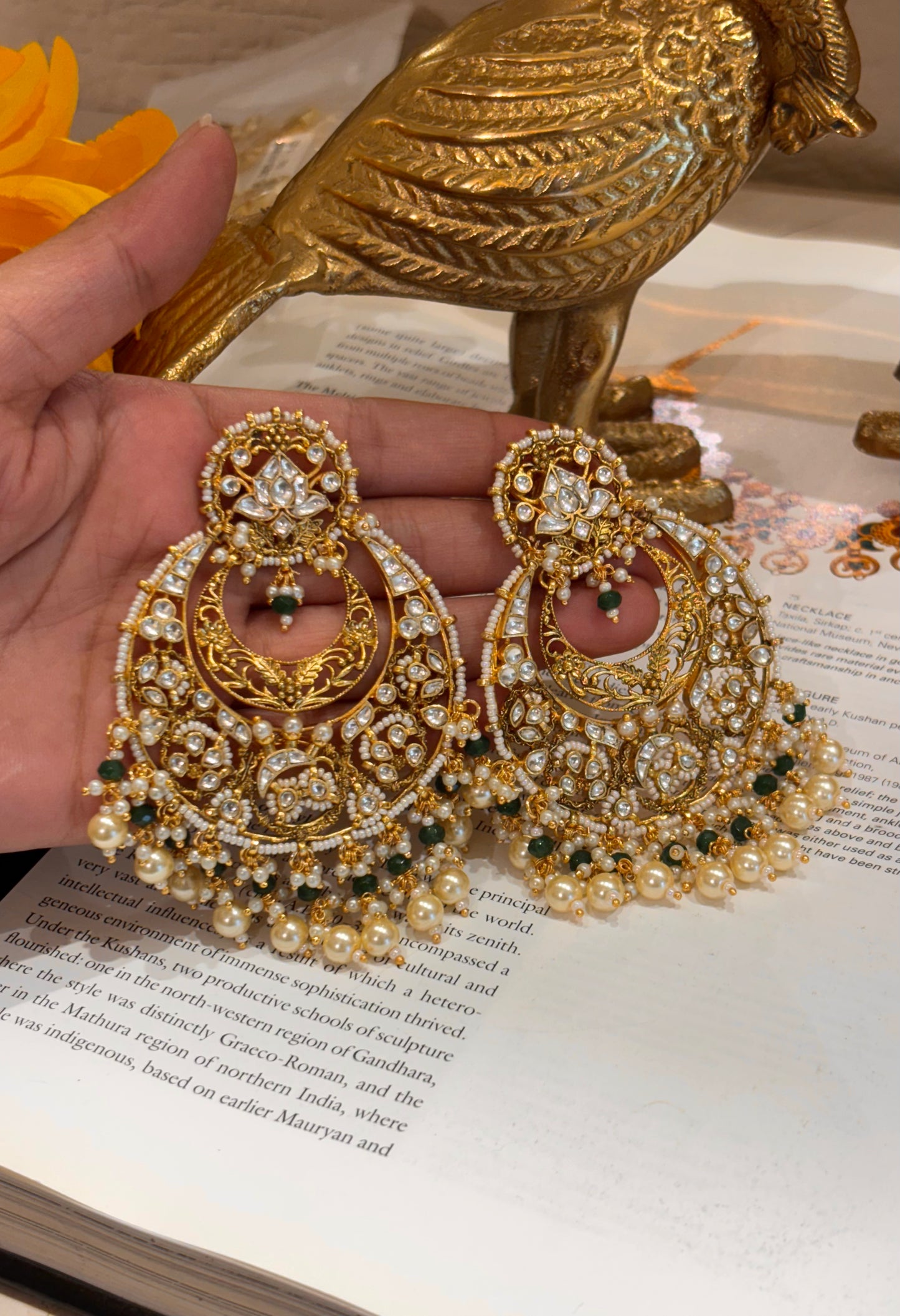 Paachi kundan gold chaandbaali designer earrings