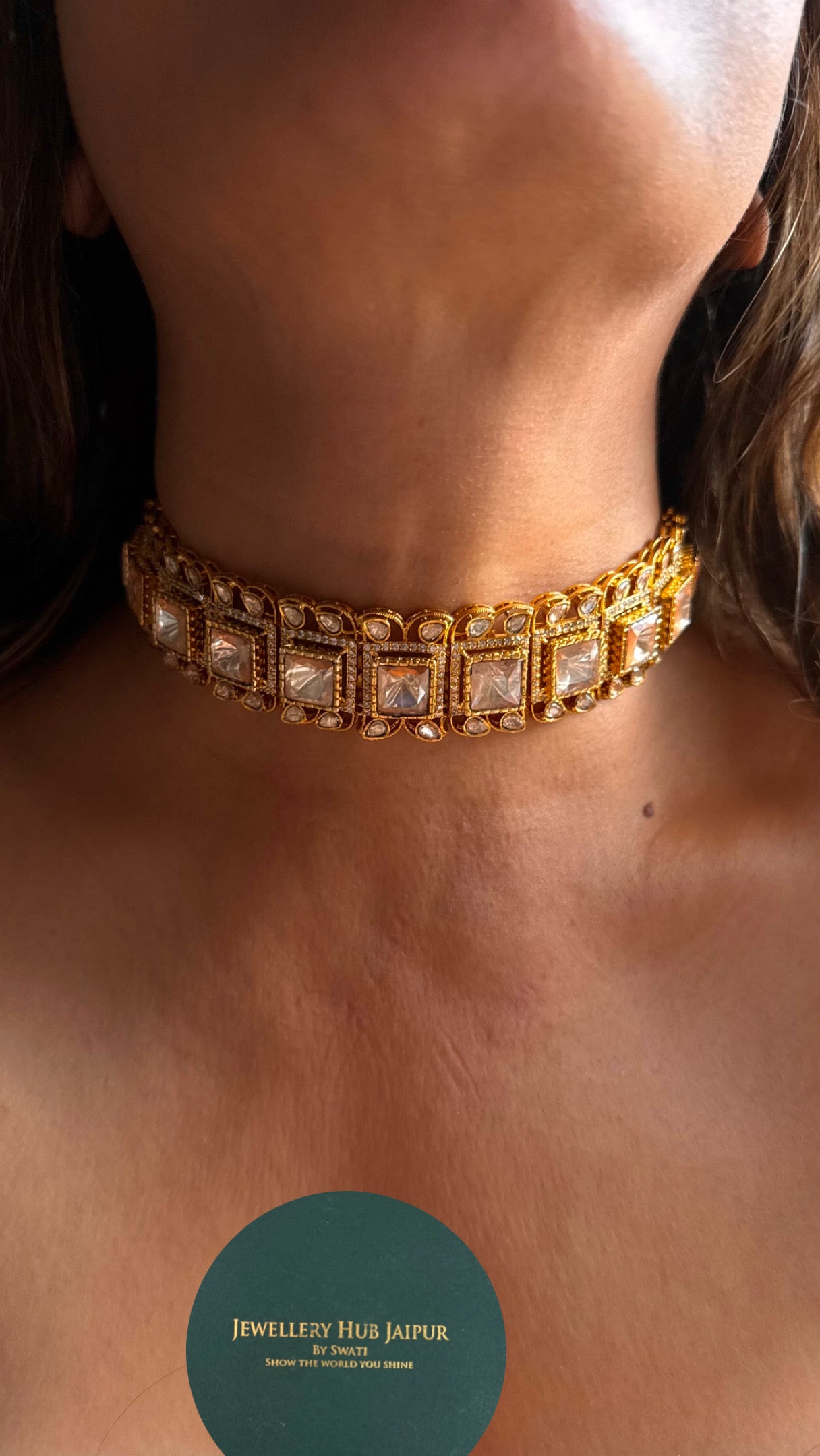 Peeli polki statement choker (gold plated)