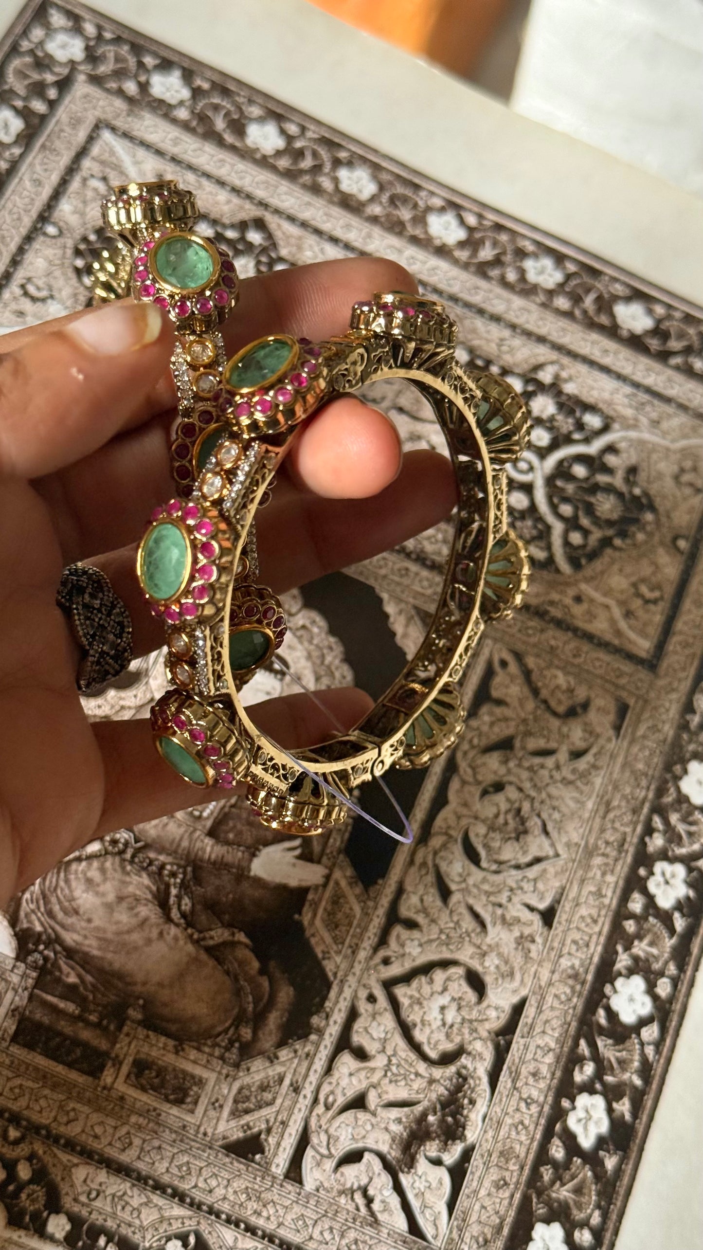 Mint doublet & rani pink katdana victorian openable bangle