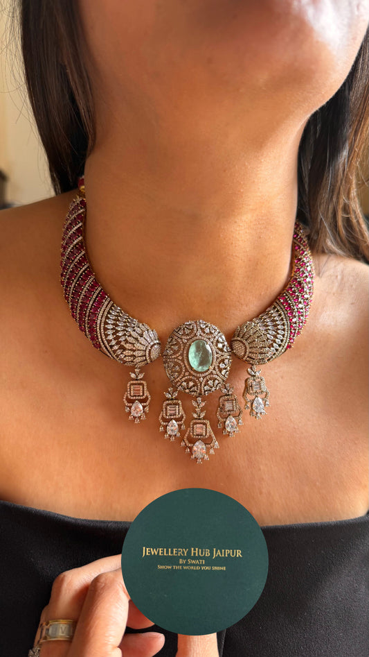 Rani Pink & Mint victorian necklace
