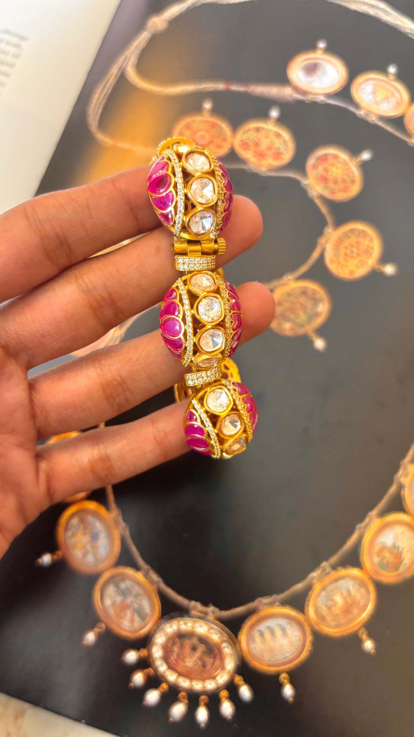 Takkar work polki ruby adjustable bracelet