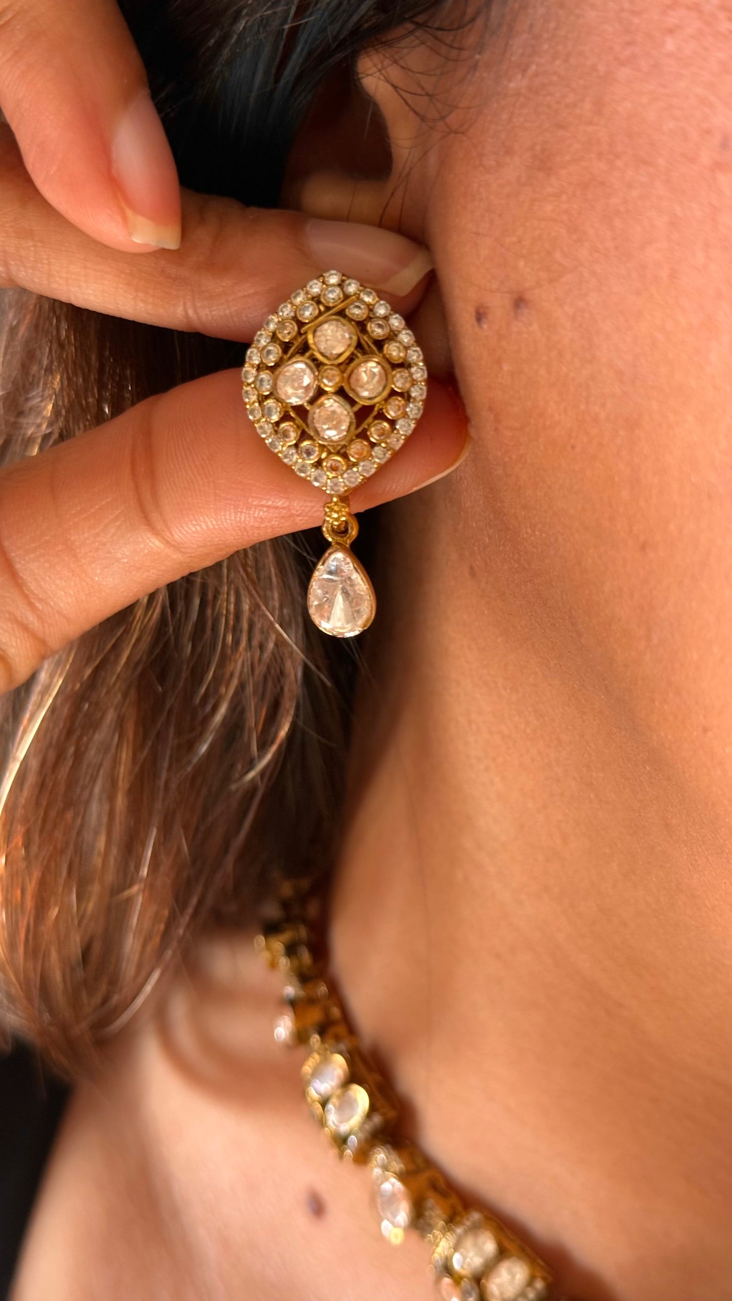 Drop  shape victorian peeli polki set