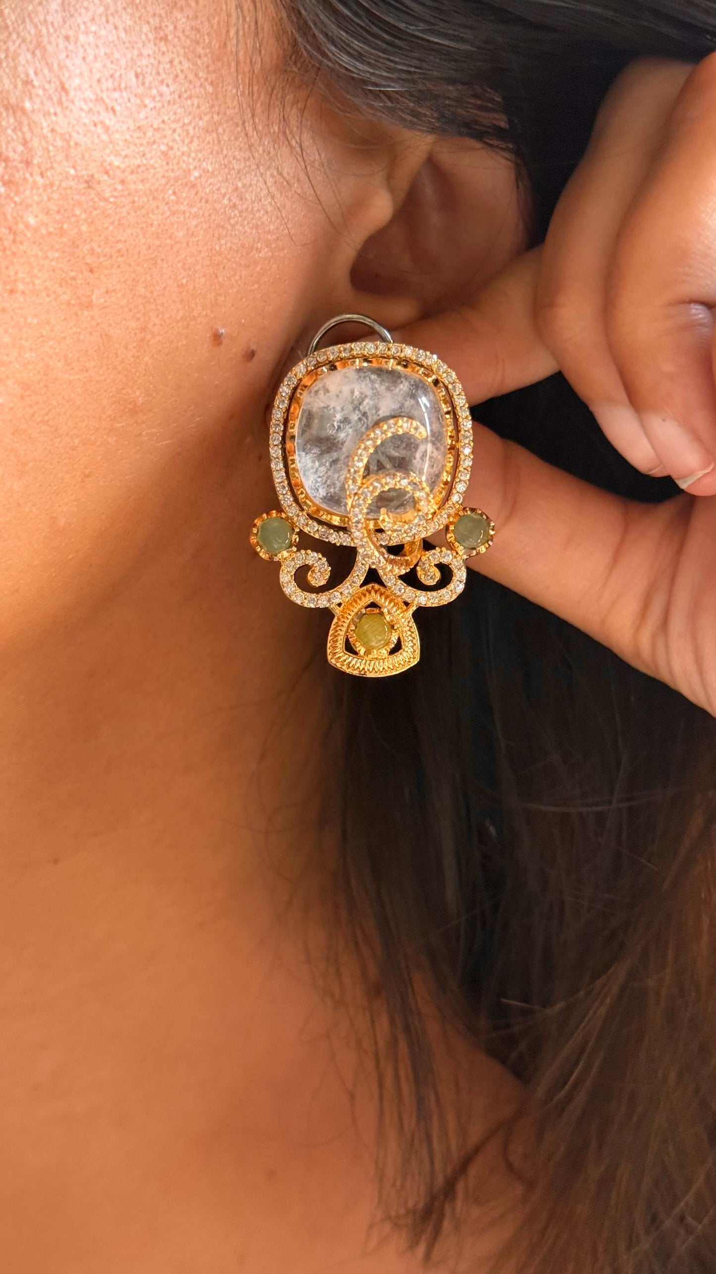 Rose Quartz Sabyasachi inspired studs