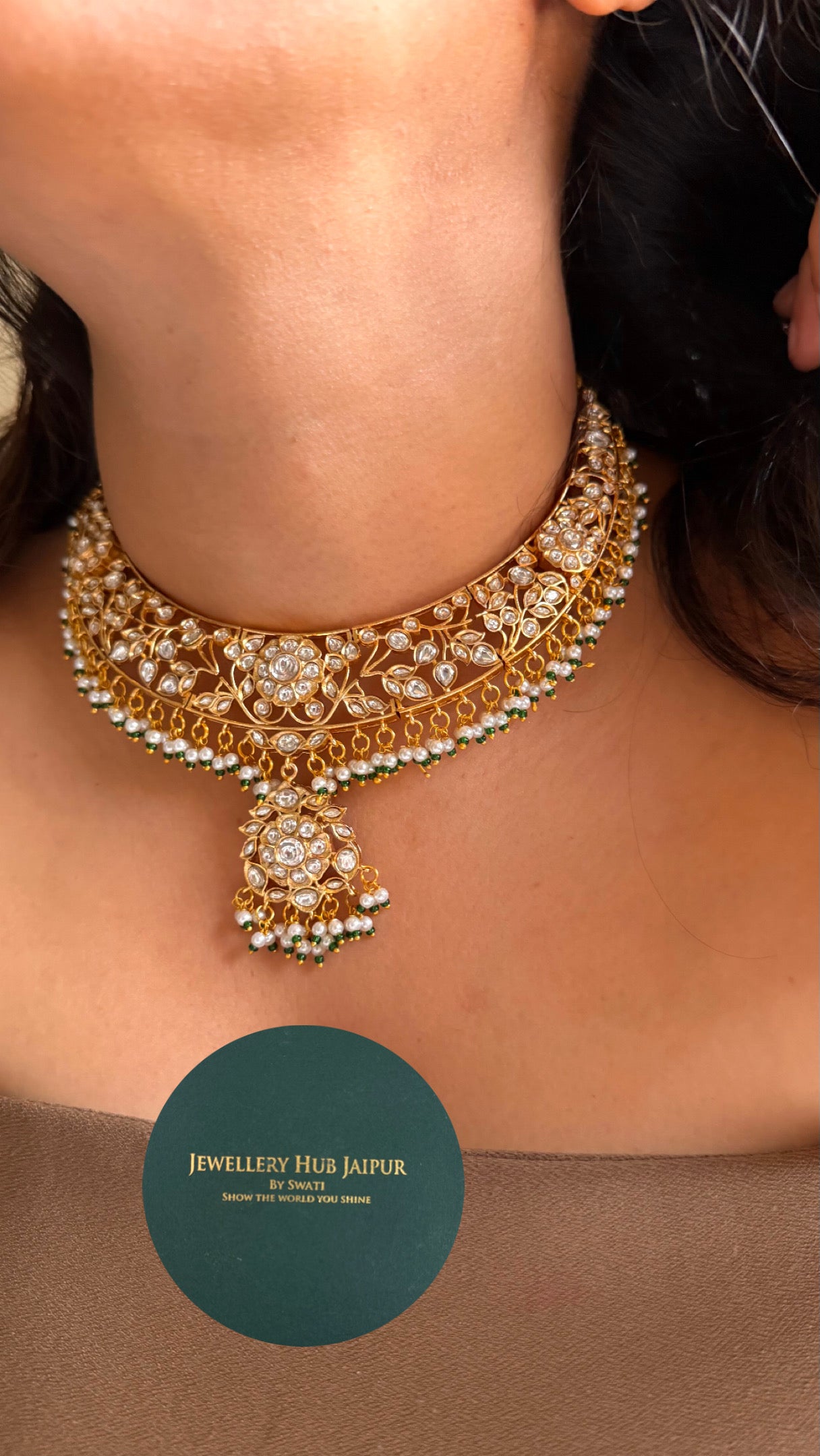 Heritage floral moissanite collar necklace