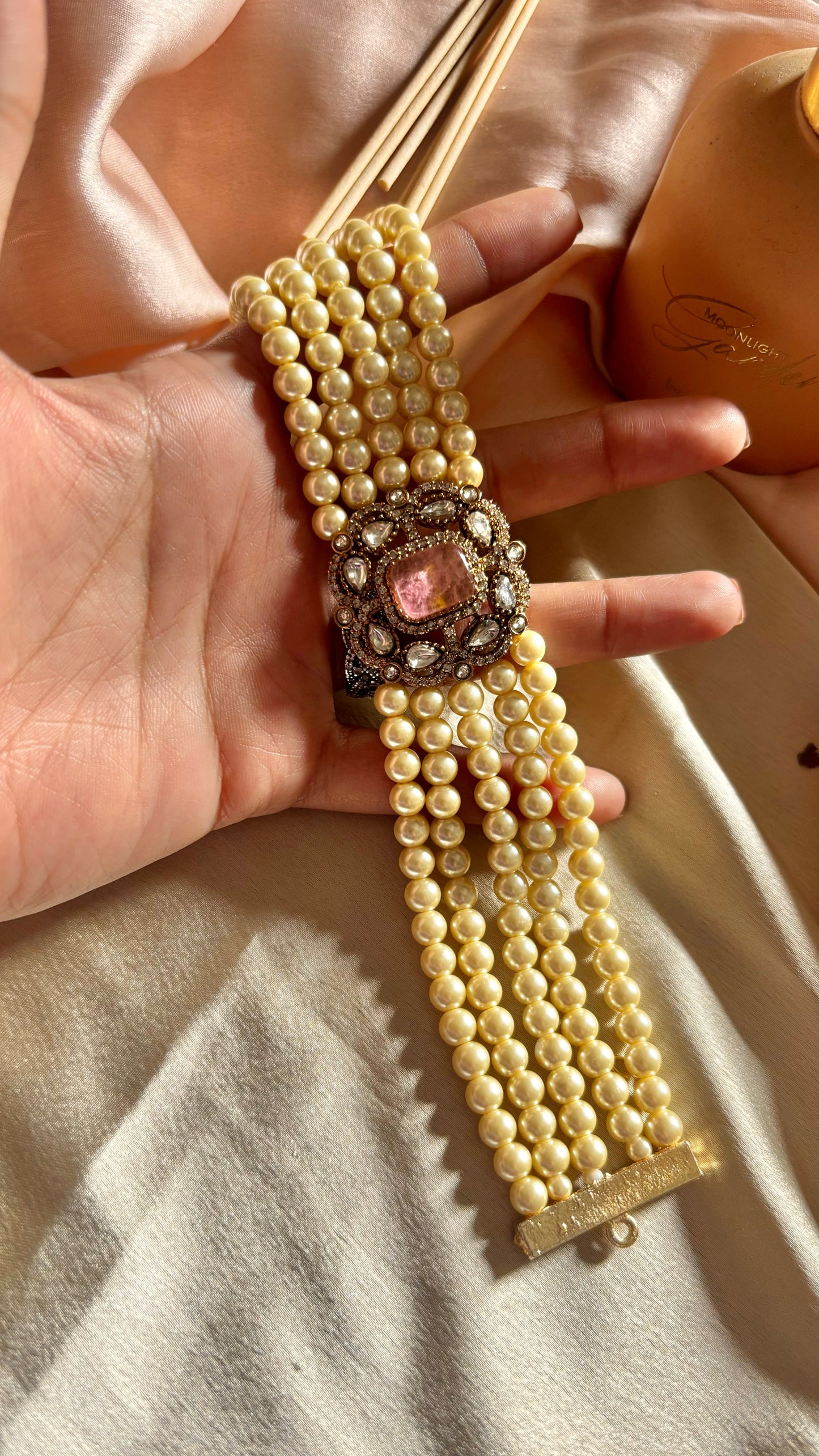 Heer Rose quartz Victorian minimalist choker