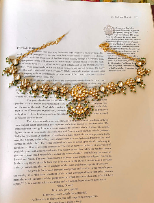 Emerald meenakari Chandbali sheeshpatti