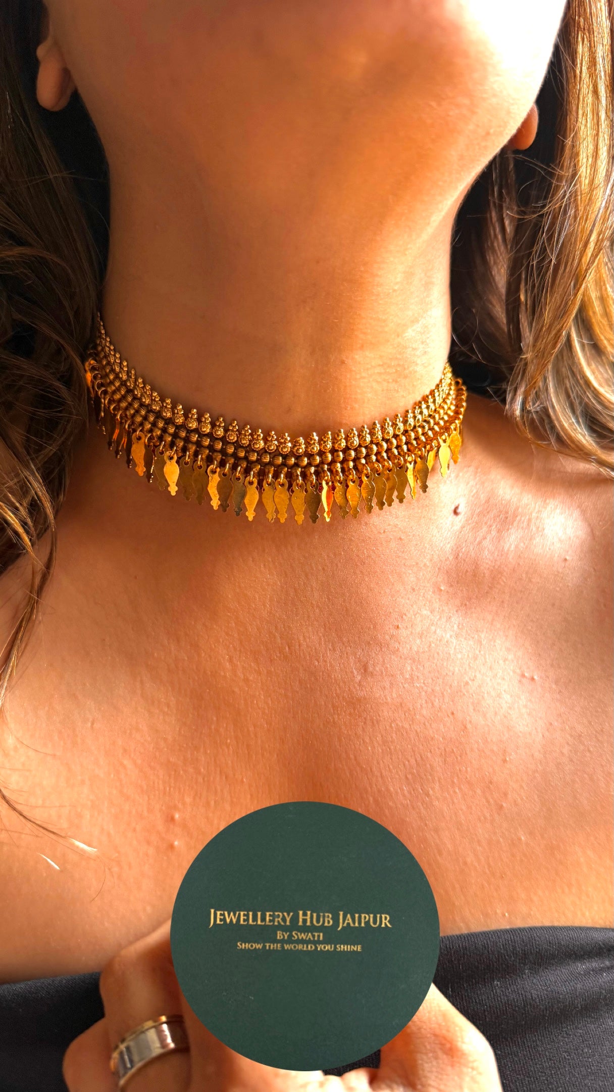 Dull Gold Jhalar Rajwada choker Necklace