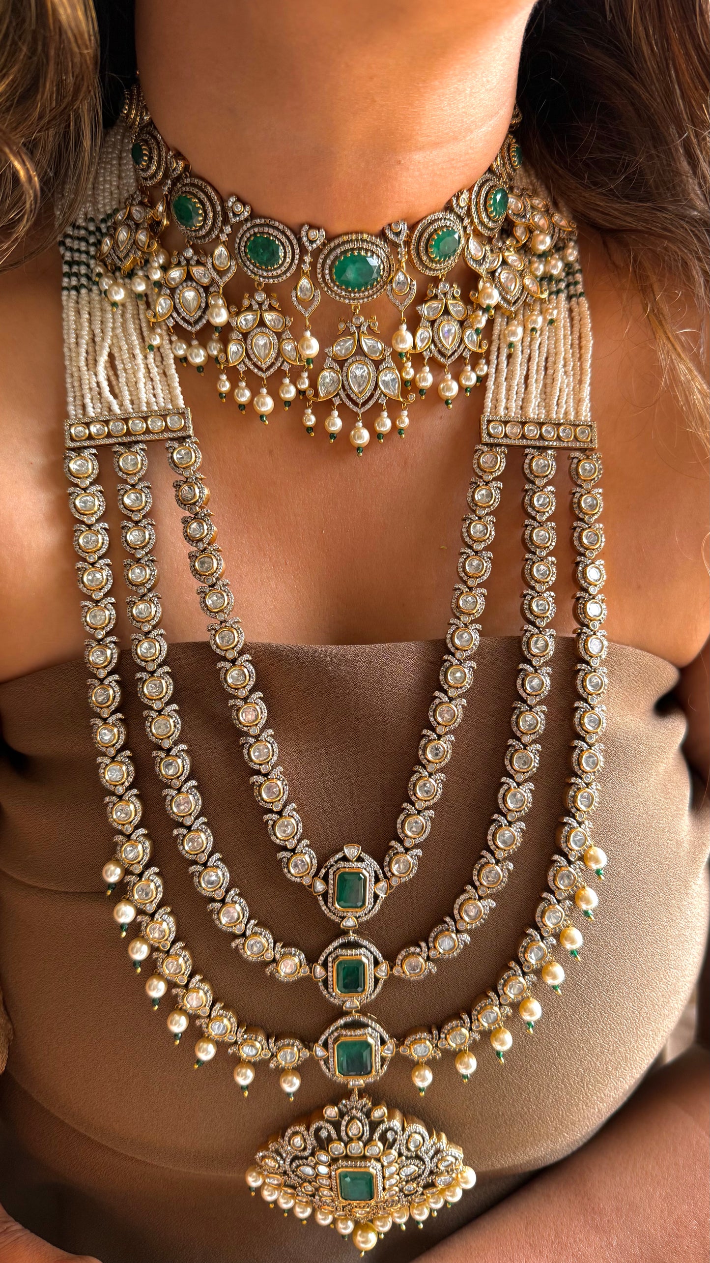 Emerald Victorian Polki Combo set