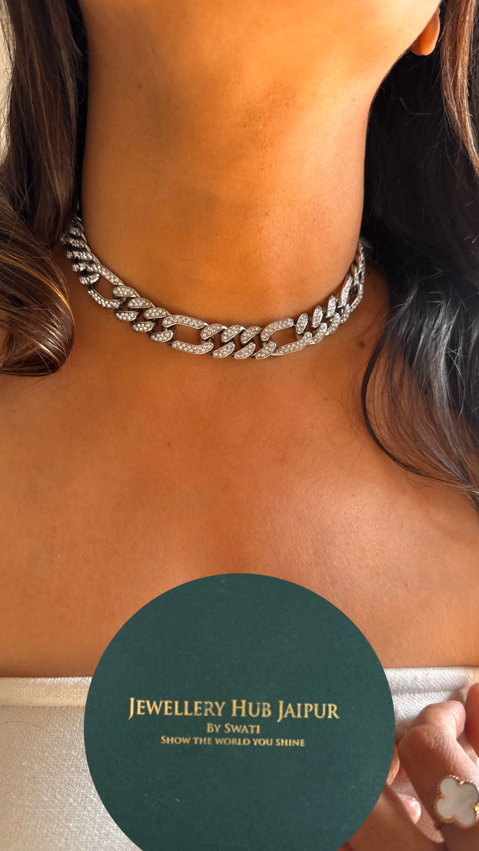 rope shape rhodium minimalist necklace