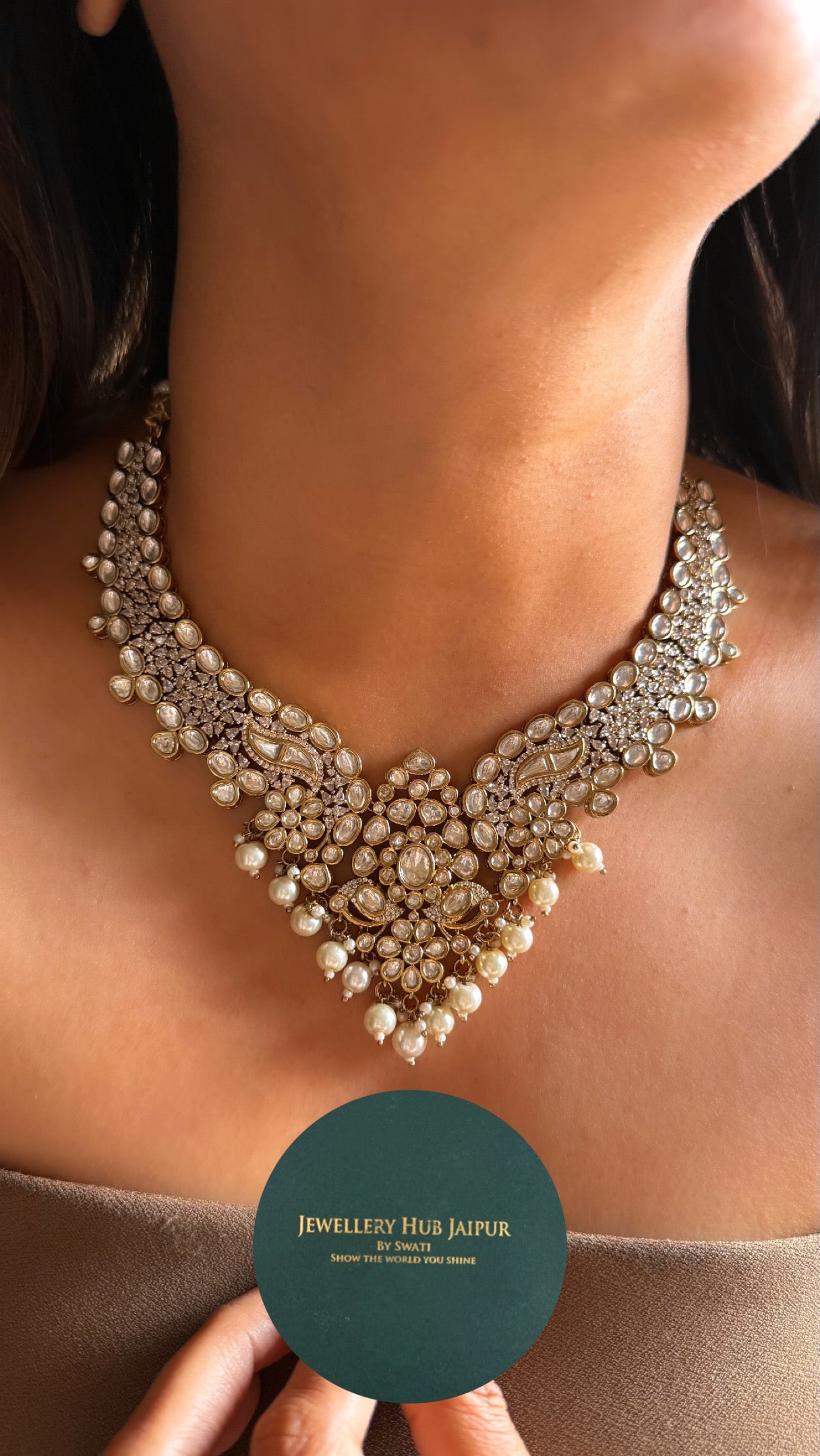 Designer Victorian polish with drops collar Necklace