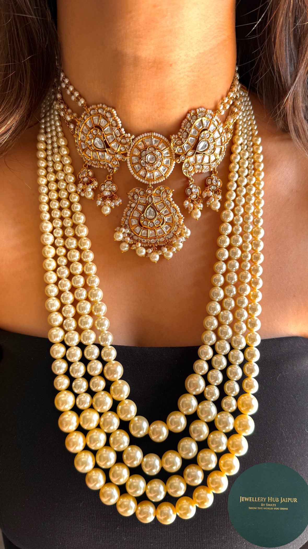 Paachi  Kundan choker with pear string Combo