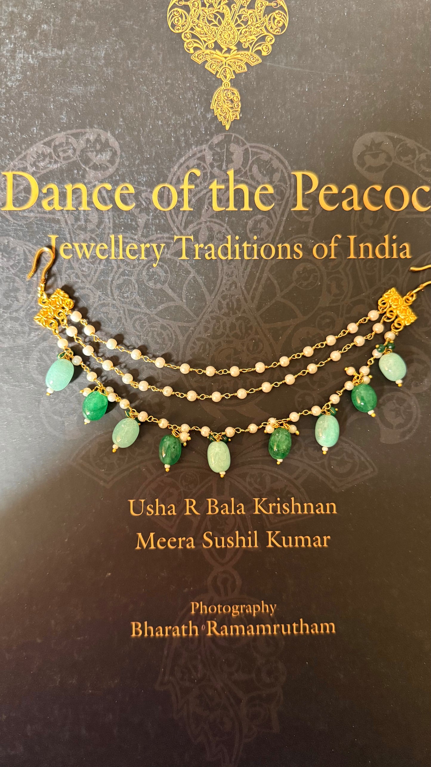 Three layer mint & emerald ear chain