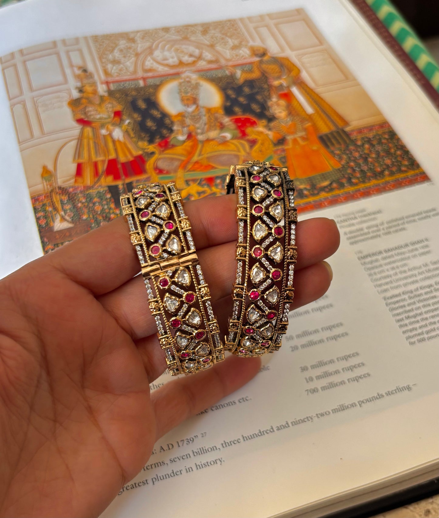 Ruby real moissanite victorian bangles