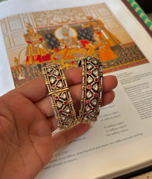 Ruby real moissanite victorian bangles